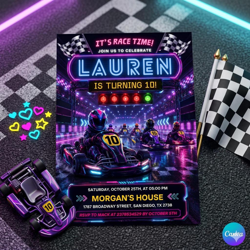 Go Kart Birthday invitation, Go Kart Party, Karting Invitation, Go Kart Birthday, Go Karting Racing invite, Instant Download, Racing invite