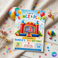 Editable Bounce House Birthday Invitation, Kids Jump Bounce House Party Invitation, Printable Bouncing Castle Invitation Canva Template