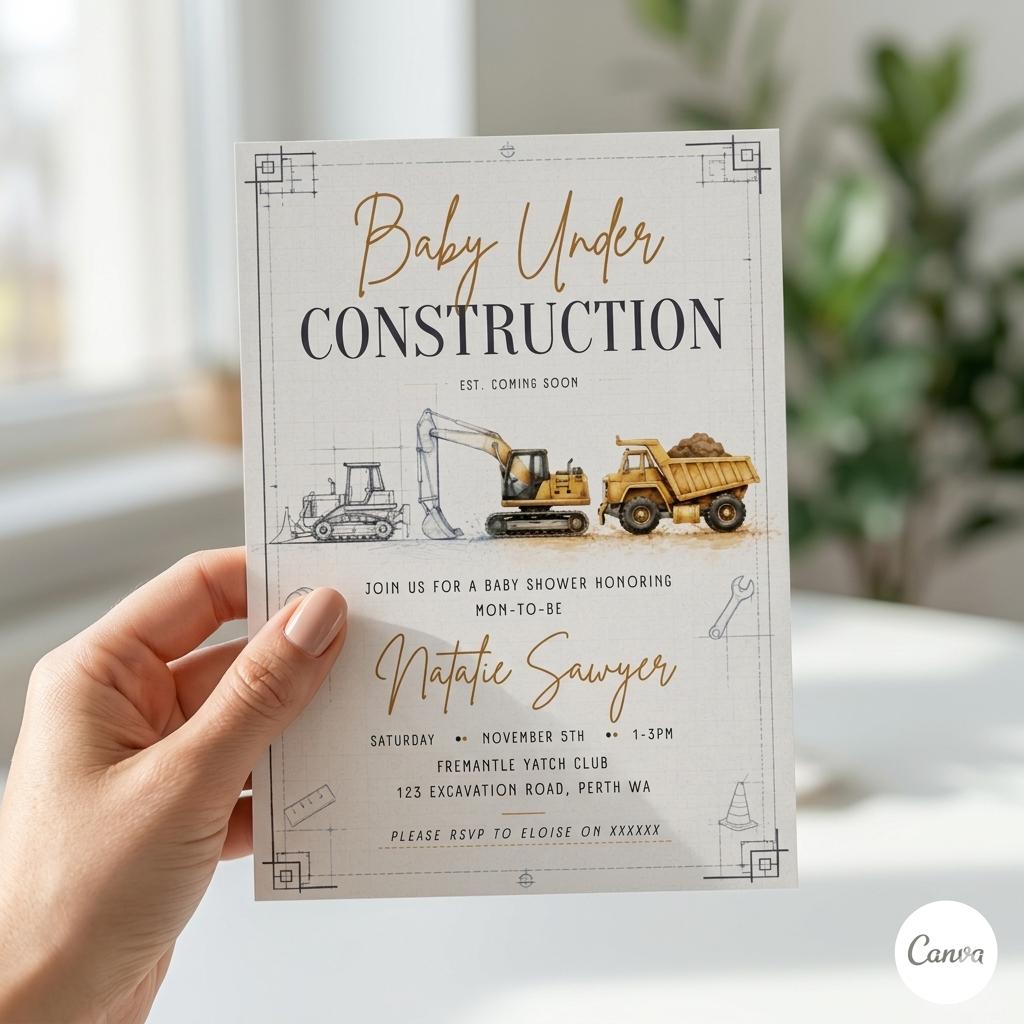 Baby Under Construction Baby Shower Invitation (Digital Download)