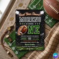 Editable Football Birthday Invitation, First Year Down, Game On Canva Template (Digital Download)