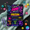 Trampoline Park Birthday Invitation , Jump & Flip Party Digital Invite, Editable Canva Template for Kids and Teens, Instant Download , A20