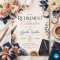 Retirement Party Invitation Blue Balloon Theme Printable Retirement Celebration Invite for Men and Women, Editable Canva Template (Digital)