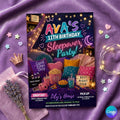 Editable Sleepover Party Invitation - Slumber Birthday Invite, Girls Sleepover Birthday Invitations, Pink Slumber Party, Canva template