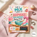Baking Birthday Invitation, Girls Cupcake Party, Editable Canva Template (Digital Download)