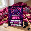Karate Birthday Invitation, Martial Arts Party Invite, Neon Theme (Digital Download)