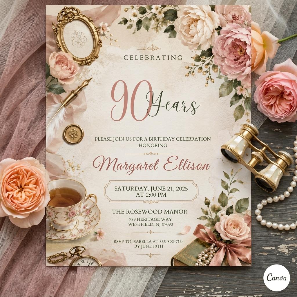 Editable Flower Bloom Invitation, Wildflower Birthday Invitation, Flower Stems, Boho Wildflower Party Printable Invitation Canva Template
