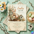 Easter Brunch Invitation Template: Bunny, Eggs, Flowers ,Blush Pink Brunch Bridal Shower Invitation , Champagne Brunch (Digital Download)