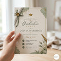 Editable Black Bow Graduation Party Invitation, Graduation Announcement Template, Minimalist Graduation Invitation, Grad Party Invite, Canva