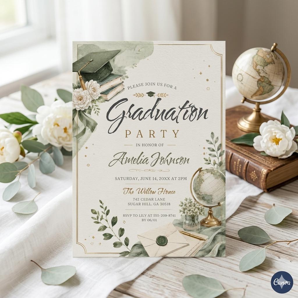 Graduation Party Invitation Template: Floral Grad Party Invite (Digital Download)