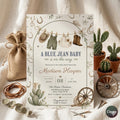 Blue Jean Baby Shower Invitation: Western Theme,Boho Western Cowboy Denim Shower Invite Boy , Editable Canva Template (Digital Download)