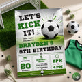 Editable Soccer Birthday Invitation Template, Football Invite, Kids Soccer Invite, Instant Download, Canva. Let's Kick it Soccer Invite