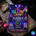 Glow Party Birthday Invitation, Neon Glow Crazy Template (Digital Download)