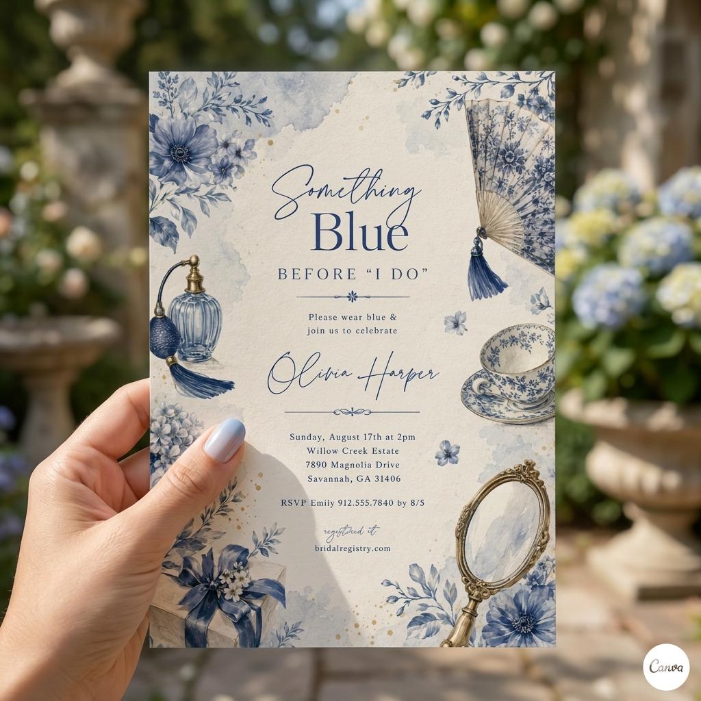 Something Blue Before , Do Bridal Shower Invitation , Blue Floral Bridal Shower Invite , digital Digital
