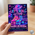 Neon Roller Skate Birthday Invitation: Let's Roll Party Template (Digital Download)