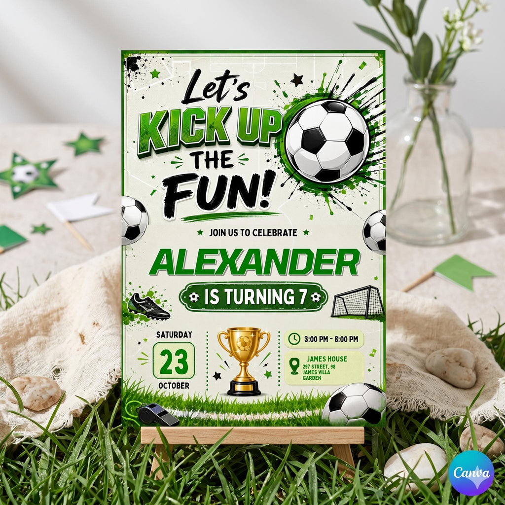 Soccer Birthday Invitation: Editable Soccer Party Invite, Sports Theme, Kids Football Birthday (Digital Download)