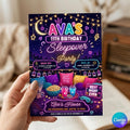 Editable Sleepover Party Invitation - Slumber Birthday Invite, Girls Sleepover Birthday Invitations, Pink Slumber Party, Canva template