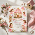Spring Fairy Birthday Invitation, Flutter Twirl Party, Floral Bow Girl (Canva Template)