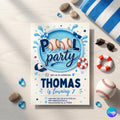 EDITABLE Summer Pool Baseball Party Invitation Back to School, Baseball Team BBQ End of School Boys Pool Birthday Party Printable Invite