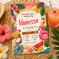 Tropical Birthday Invitation: flamingo pool party invitation, Tropical Invite, Tropical Bridal Shower, pineapple, flamingle invite