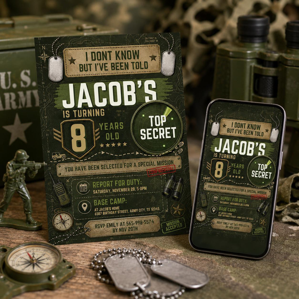 Editable Army Birthday party invitation , Military Birthday Party , Boy Military Camo Party invite ,Edit Camouflage party Instant download