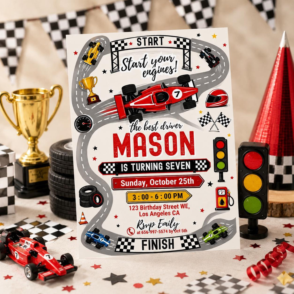 Race Car Birthday Invitation: Racecar Party, Racing Party, Sport Race Car Invite, Boys Invitation, Car Birthday, (Digital Download)