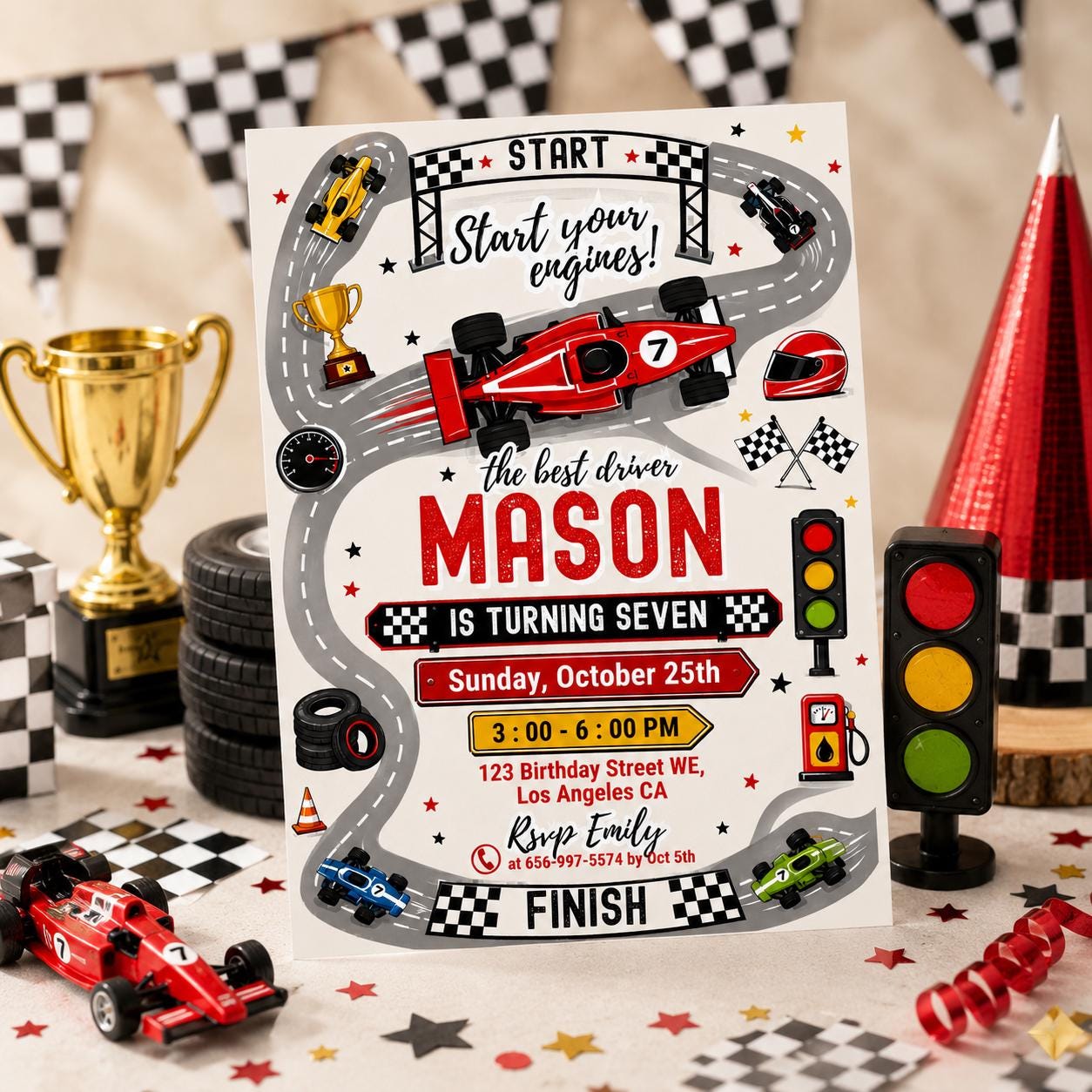 Race Car Birthday Invitation: Racecar Party, Racing Party, Sport Race Car Invite, Boys Invitation, Car Birthday, (Digital Download)