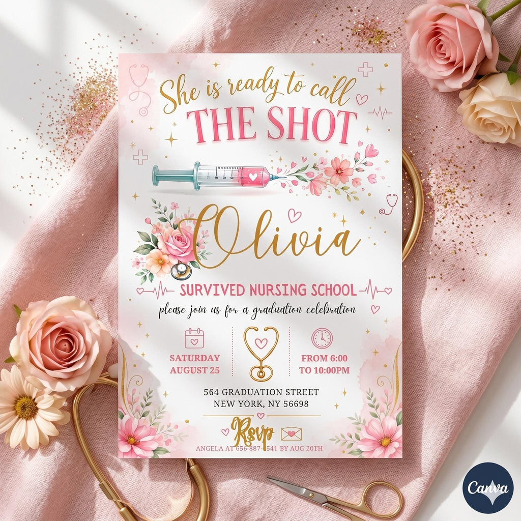 Nurse graduation invitations : Doctor medical grad RN invite , Medical School, Doctor, BSN LPN Printable Graduation Party Invite