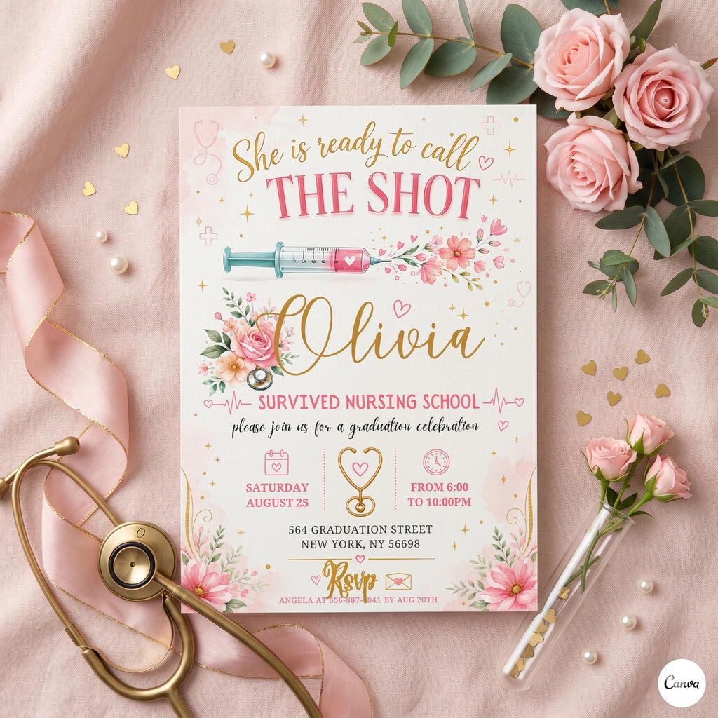 Nurse graduation invitations : Doctor medical grad RN invite , Medical School, Doctor, BSN LPN Printable Graduation Party Invite