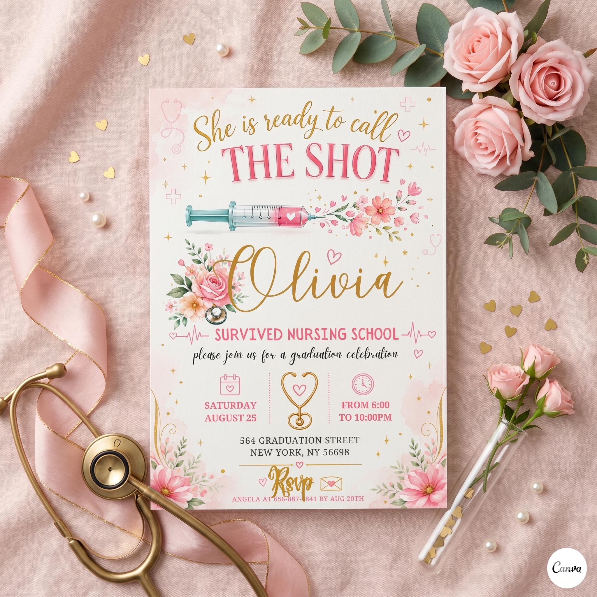 Nurse graduation invitations : Doctor medical grad RN invite , Medical School, Doctor, BSN LPN Printable Graduation Party Invite