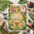 Dinosaur 4th Birthday Invitation Template: Stomp, Chomp, Roar Party (Digital Download)