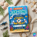 Shark Birthday Invitation, Editable Pool Party Invite, Sharktastic Attack, Ocean Nautical Any Age Kids Template, Under The Sea Invite, Canva
