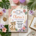 Wild Jungle Birthday Party Cheetah Rainbow Birthday Party Invitation, Leopard, Wild Jungle, Tween Cheetah Print Invite (Digital Download)