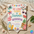 End of School Party : Summer Party Invitation Goodbye School Hello Summer Editable Kids Template (Digital Download)