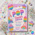 Pop It Birthday Invitation: Editable Rainbow Bubble Tea Birthday Invite T Unicorn, Rainbow, Cupcake (Digital Download)