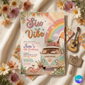 Groovy 5th Birthday Invitation: Editable Five Is A Vibe Checkered Smile Face Invite , Emoji Invitation Hippie Disco Party (Digital Download)