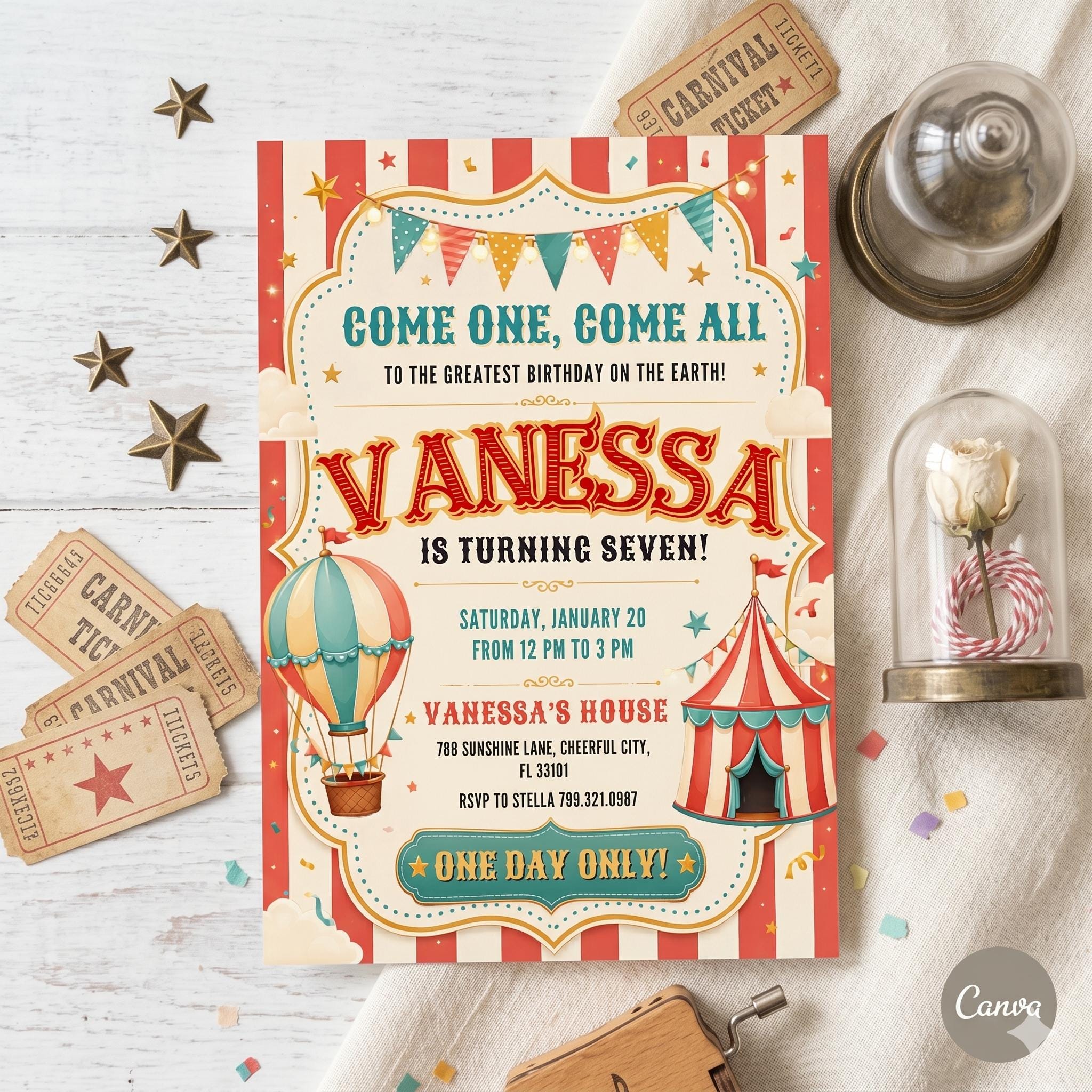 Circus Birthday invitation, printable clown Invitation, Circus Party Invite Template, Carnival Editable Invitation, boy girl birthday , A13