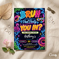 Printable Bruh Birthday Invitation, Pool Boy Bday Invite, Neon Pool Party Invitation, Birthday Invite , teens Party, Editable Canva