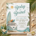 Editable Girl TWO the BEACH Surfing 2nd Birthday Party Invitation Pink Peach Surf Surfboard Beach Party Invite