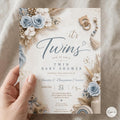 Boho Twin Baby Shower Invitation Template: Editable Canva Design (Digital Download)