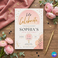 Let's Celebrate Birthday Invitation, Confetti Birthday Invitation Template, Editable Canva Template