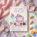 Ice Cream Truck Birthday Invitation Template, Here's The Scoop Birthday Invitation, Ice Cream Birthday, Summer Invite, Canva Template
