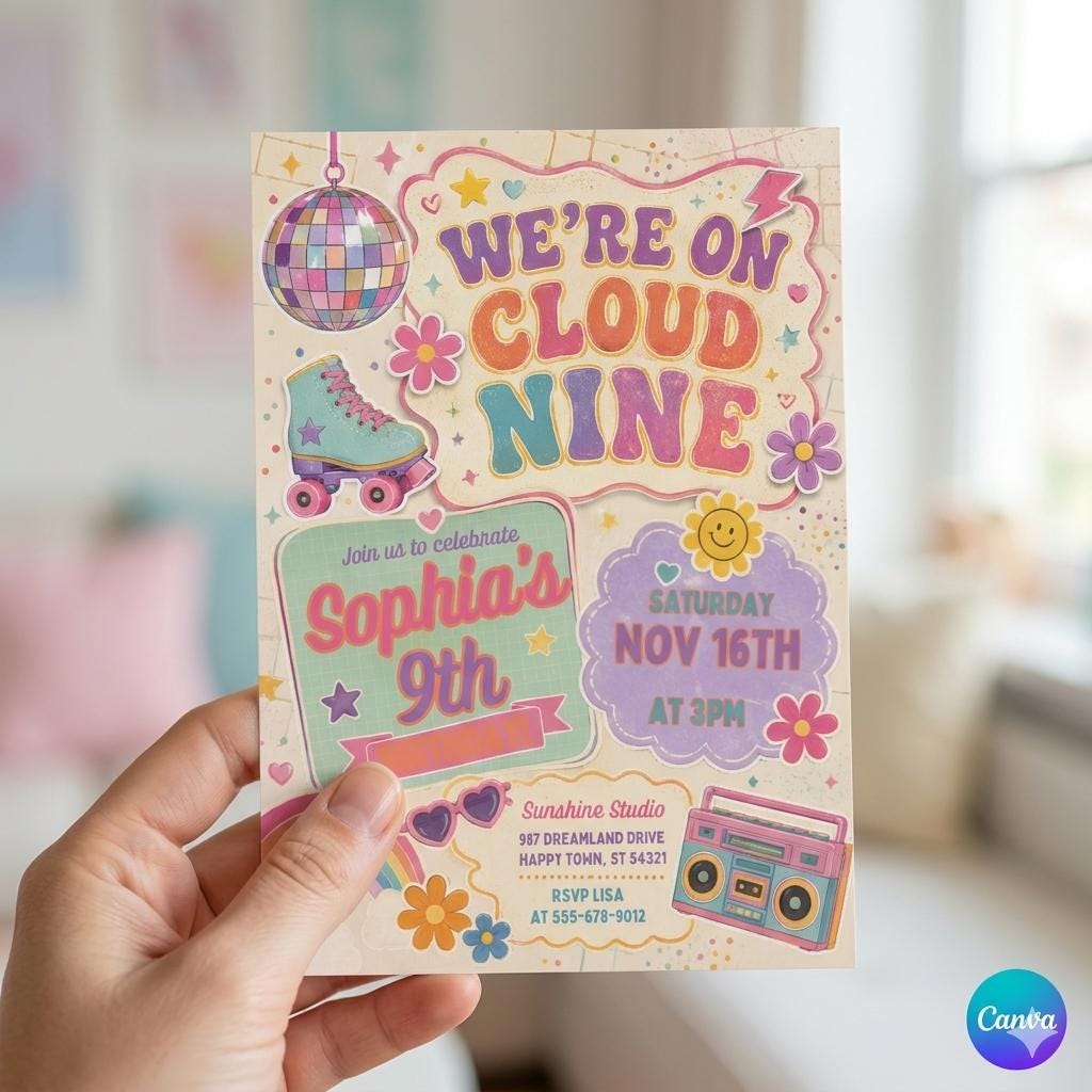 Cloud Nine Baby Shower Invitation Template, Printable Boho Cloud Baby Shower, Cloud 9 Baby Shower Evite, Blue Baby Shower, Boy Baby, Canva