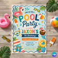Editable Pool Party Birthday Invitation Boy Summer Pool Party Invite