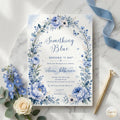 Blue Floral Bridal Shower , Something Blue Before I Do Bridal Shower Invitation (Digital Download)