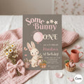 Some Bunny is Turning One Birthday Invitation , Bunny Birthday Party, Girls 1st Birthday, Spring Girls Birthday Party (Digital Download)
