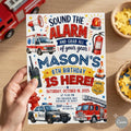 First Responders Birthday Party Invitation - Calling All Units, Emergency Vehicles Invite - Boy Fire Truck, Ambulance (Digital Download)