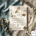 Little Wizard Baby Shower Invitation , Magical Owl Theme , Editable Canva Template , Gender Neutral Invite , Harry Baby Shower Idea