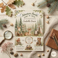 Woodland Baby Shower Invitation, Adventure Awaits Digital Invite, Forest Animals Baby Shower, Editable Canva Template