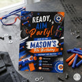 Blaster Birthday Invitation, Dart Battle Party Invite, Ready Aim Party Theme, Nerf Party Theme, Editable Canva Template