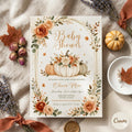 Fall Pumpkin Baby Shower Invitation Template, ender neutral invite, pumpkin baby shower invite, fall neutral baby shower (Editable Canva)